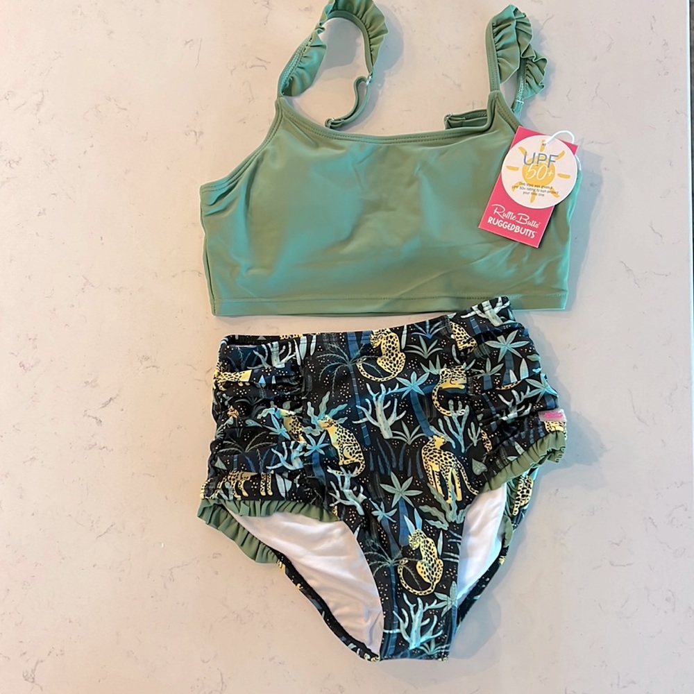 Ruffle Butts Youth size 12 2-piece bathing suit. NWT